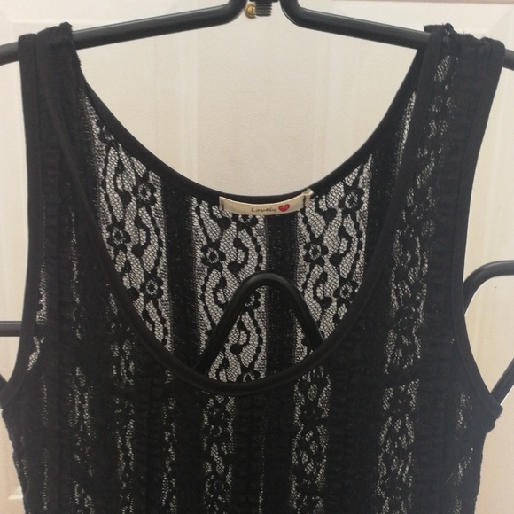 Lovely153 black lace sexy romantic uneven hem top - Picture 6 of 7